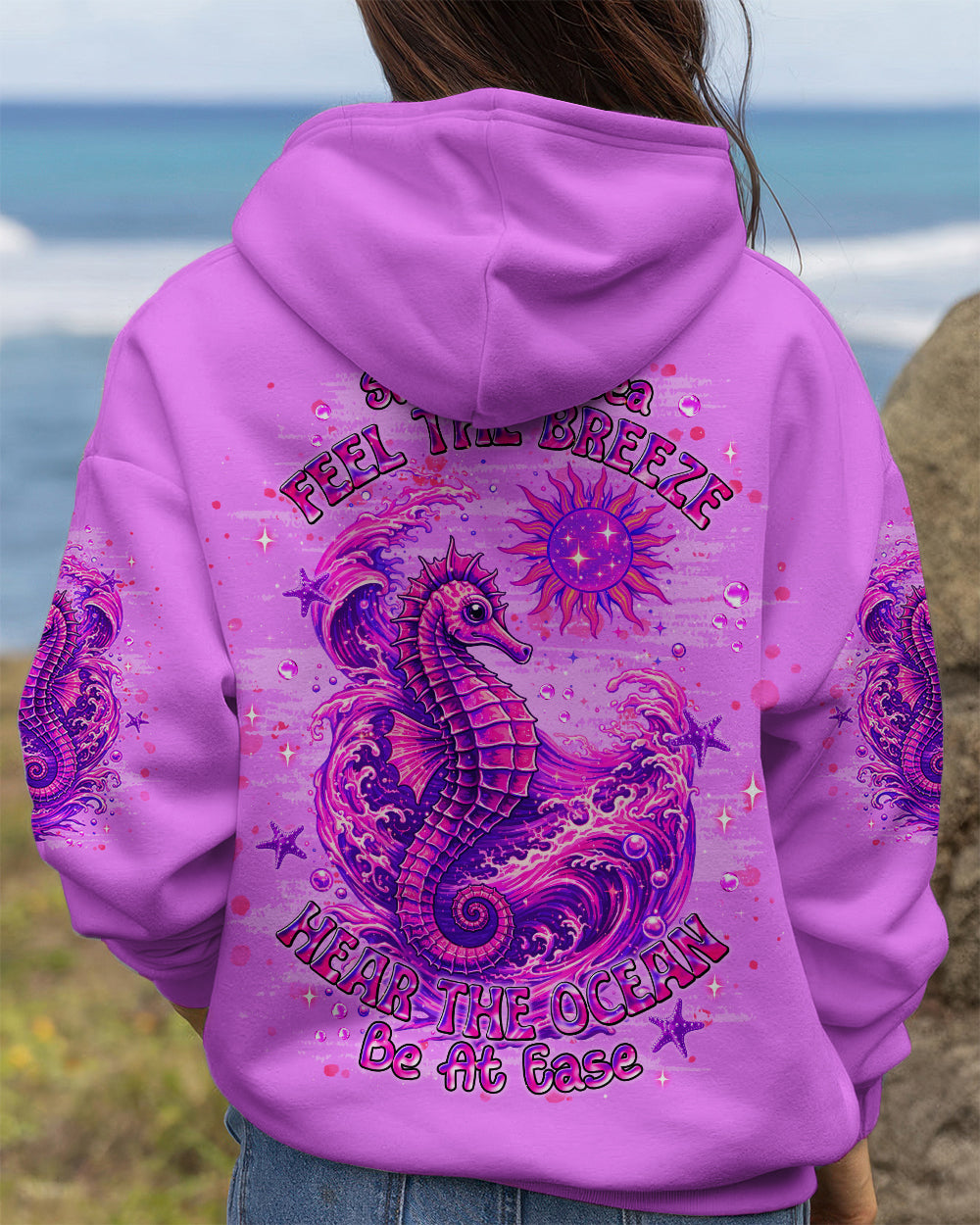 BLISSCORNERS SMELL THE SEA FEEL THE BREEZE SEA HORSE ALL OVER PRINT