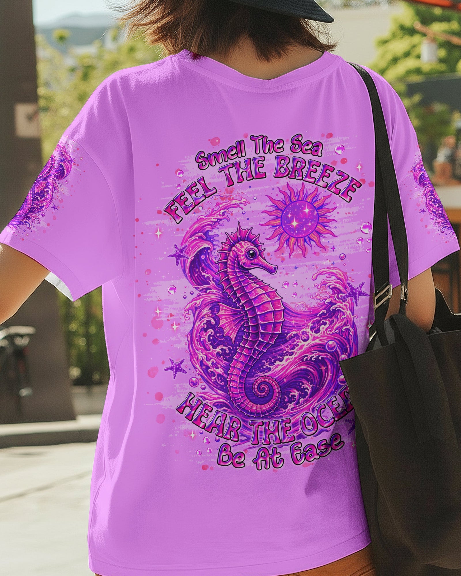 BLISSCORNERS SMELL THE SEA FEEL THE BREEZE SEA HORSE ALL OVER PRINT