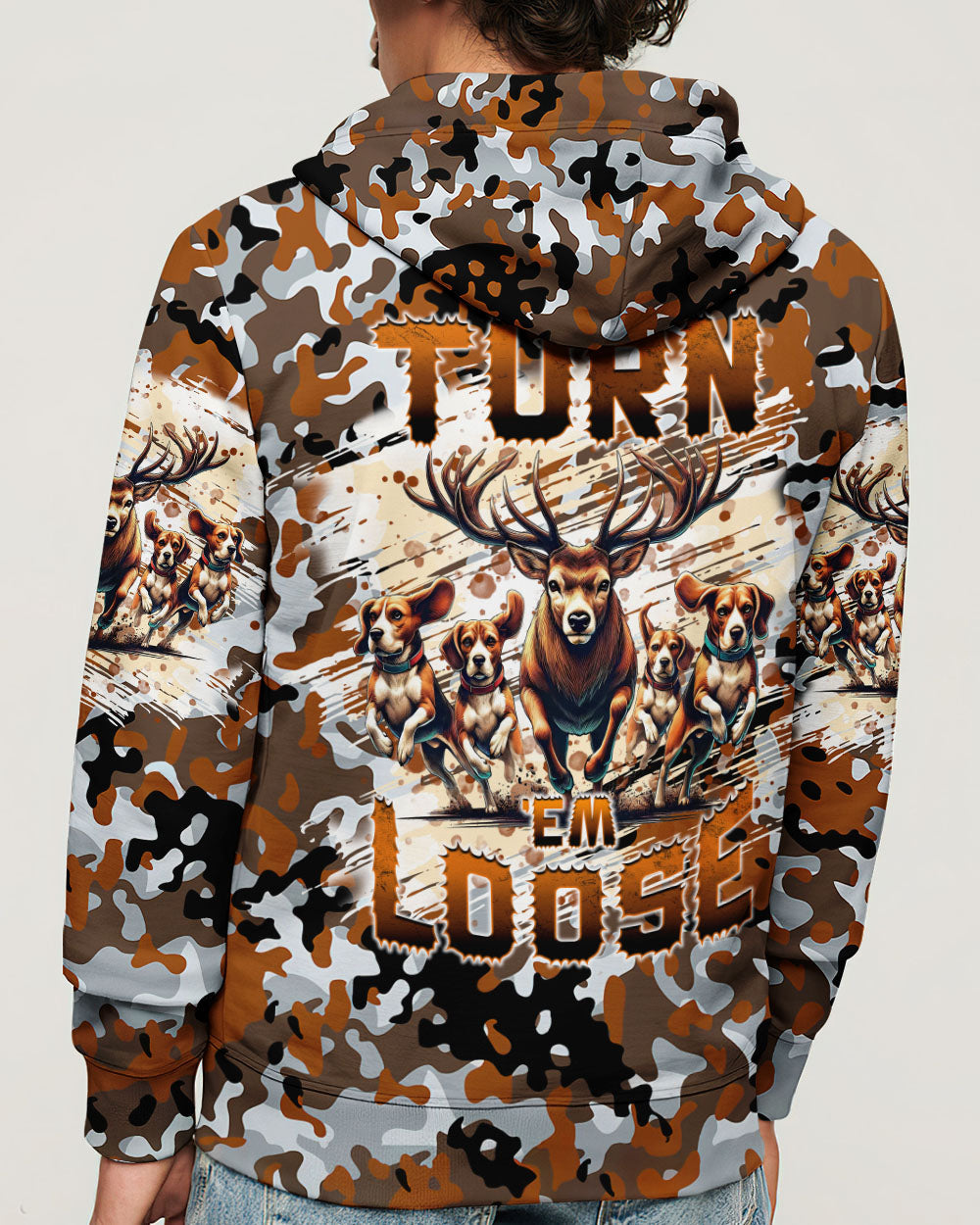 BLISSCORNERS TURN 'EM LOOSE HUNTING DEER FOXHOUND DOG ALL OVER PRINT