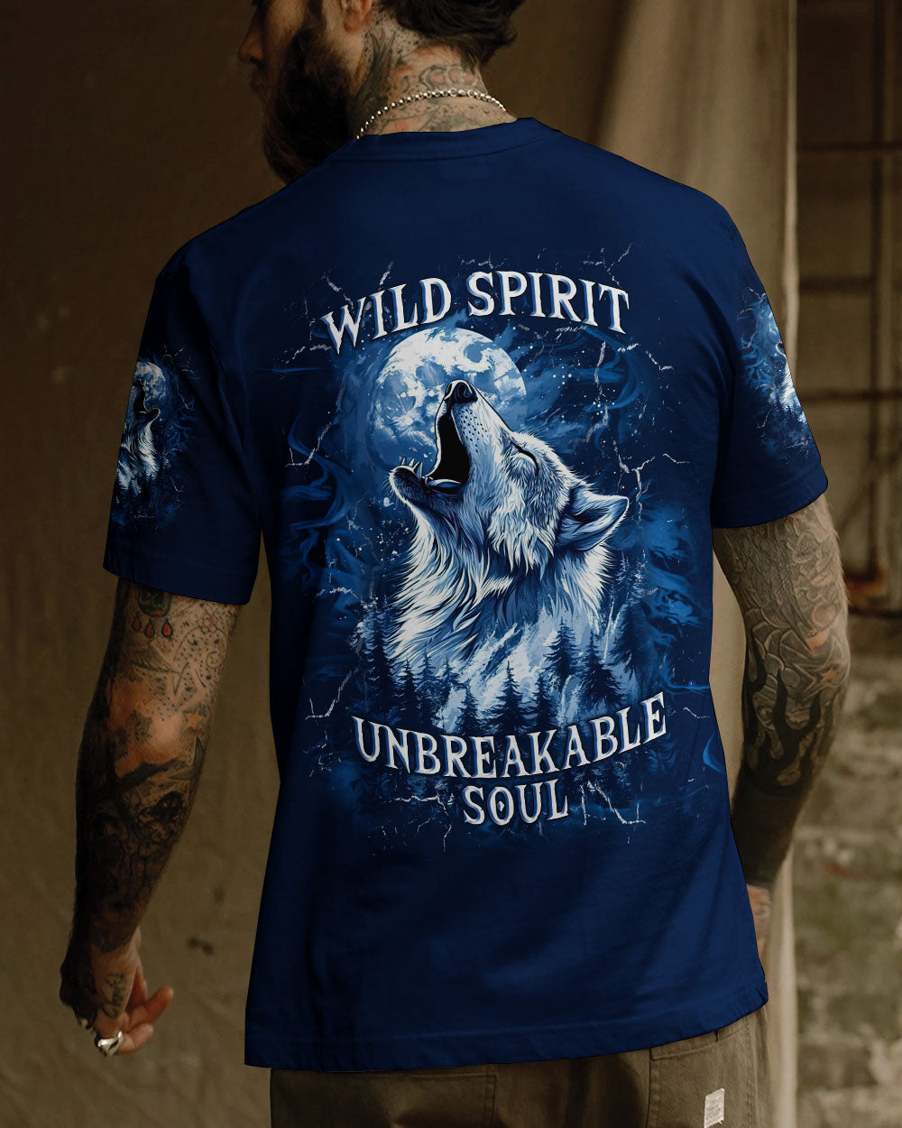 BLISSCORNERS WILD SPIRIT UNBREAKABLE SOUL WOLF ALL OVER PRINT