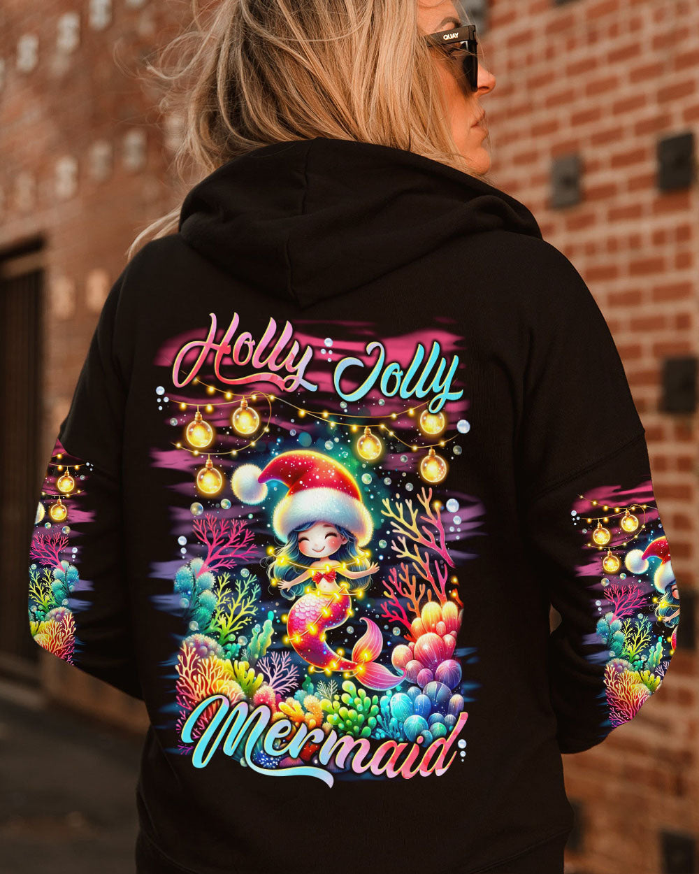 BLISSCORNERS HOLLY JOLLY MERMAID CHRISTMAS ALL OVER PRINT