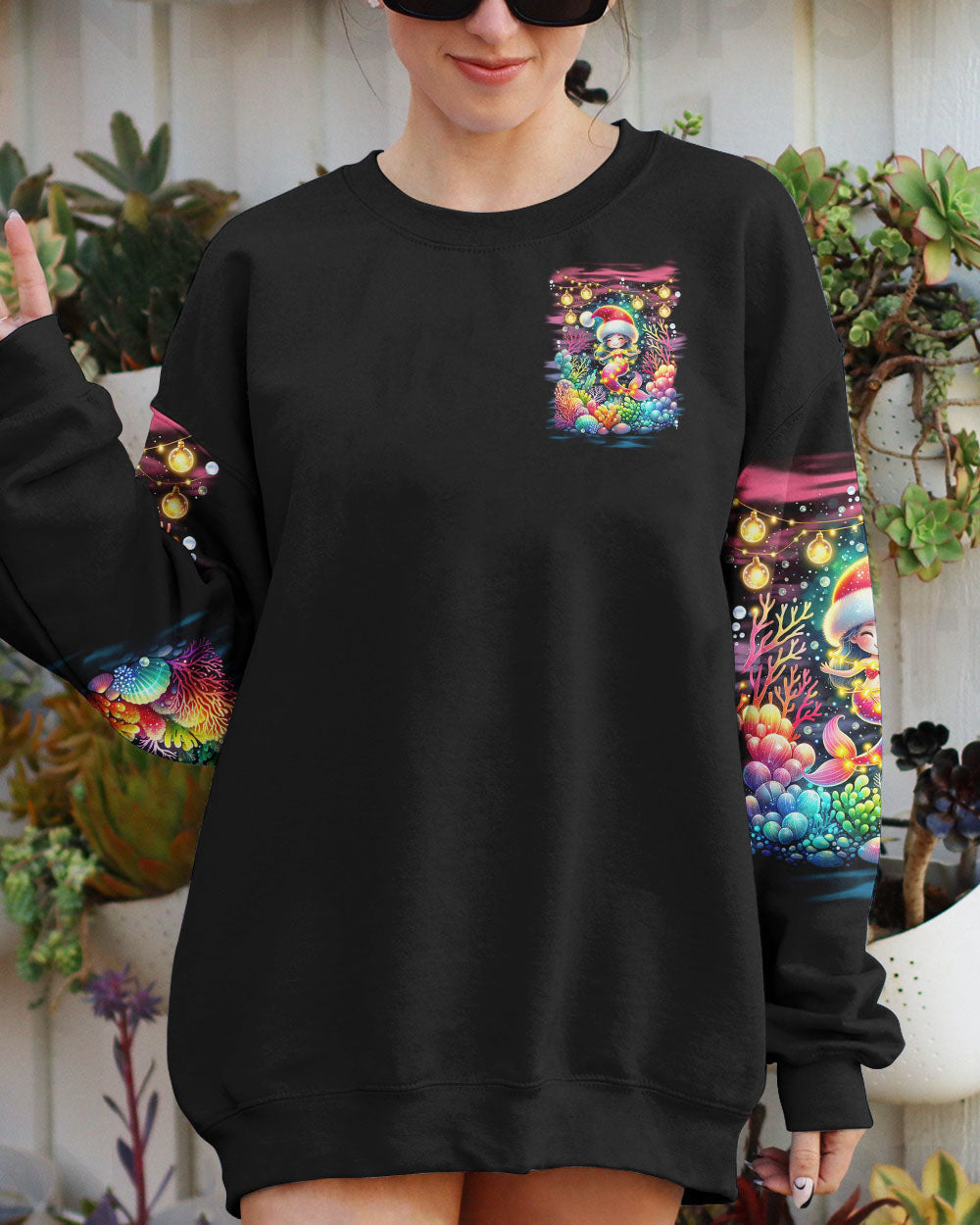 BLISSCORNERS HOLLY JOLLY MERMAID CHRISTMAS ALL OVER PRINT