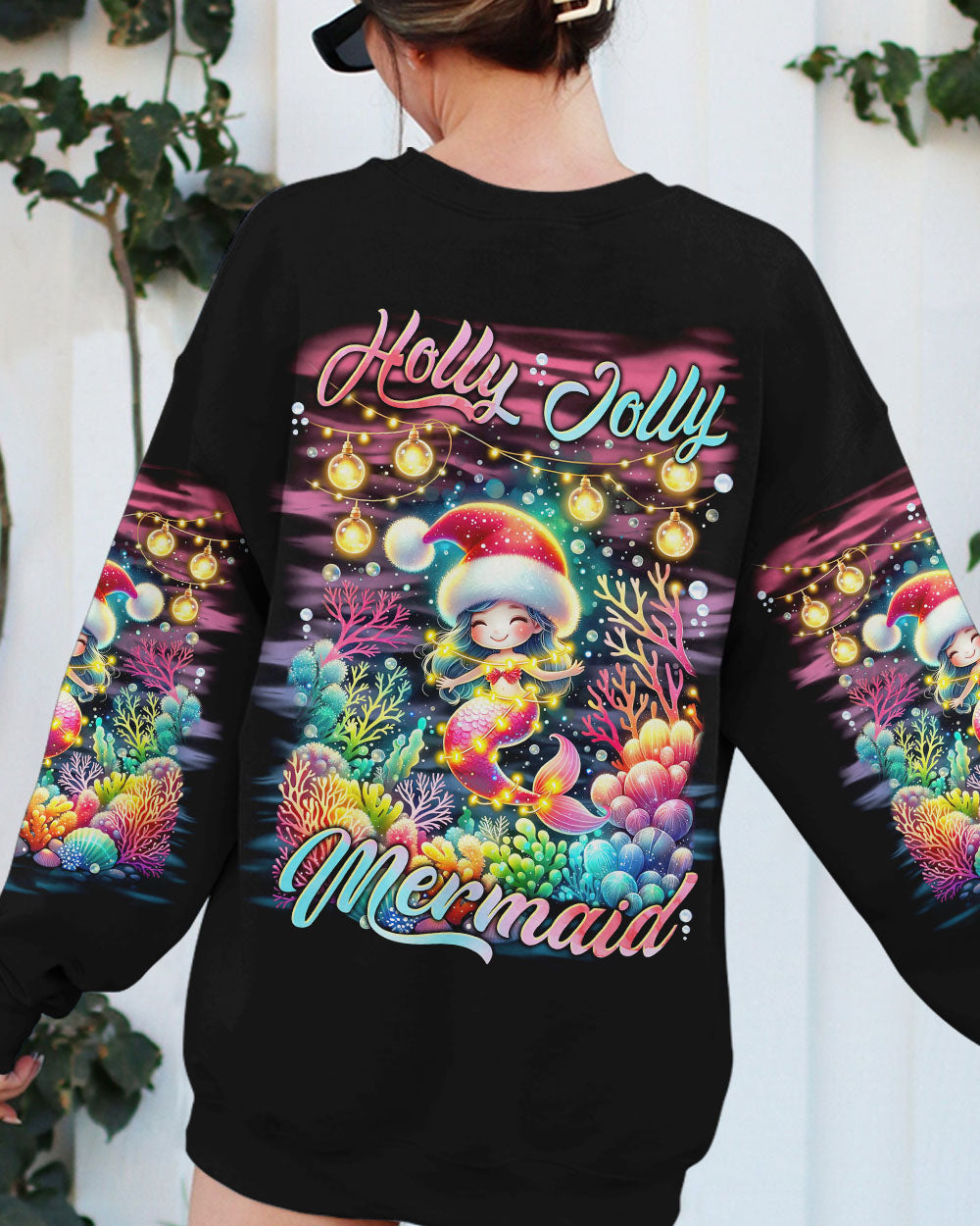 BLISSCORNERS HOLLY JOLLY MERMAID CHRISTMAS ALL OVER PRINT