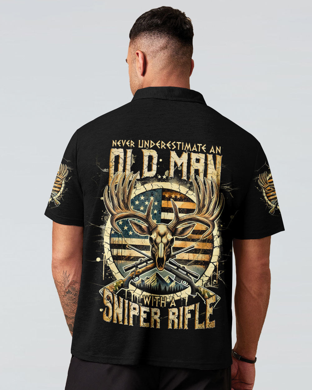 BLISSCORNERS NEVER UNDERESTIMATE AN OLD MAN WITH A SNIPER RIFLE ALL OVER PRINT