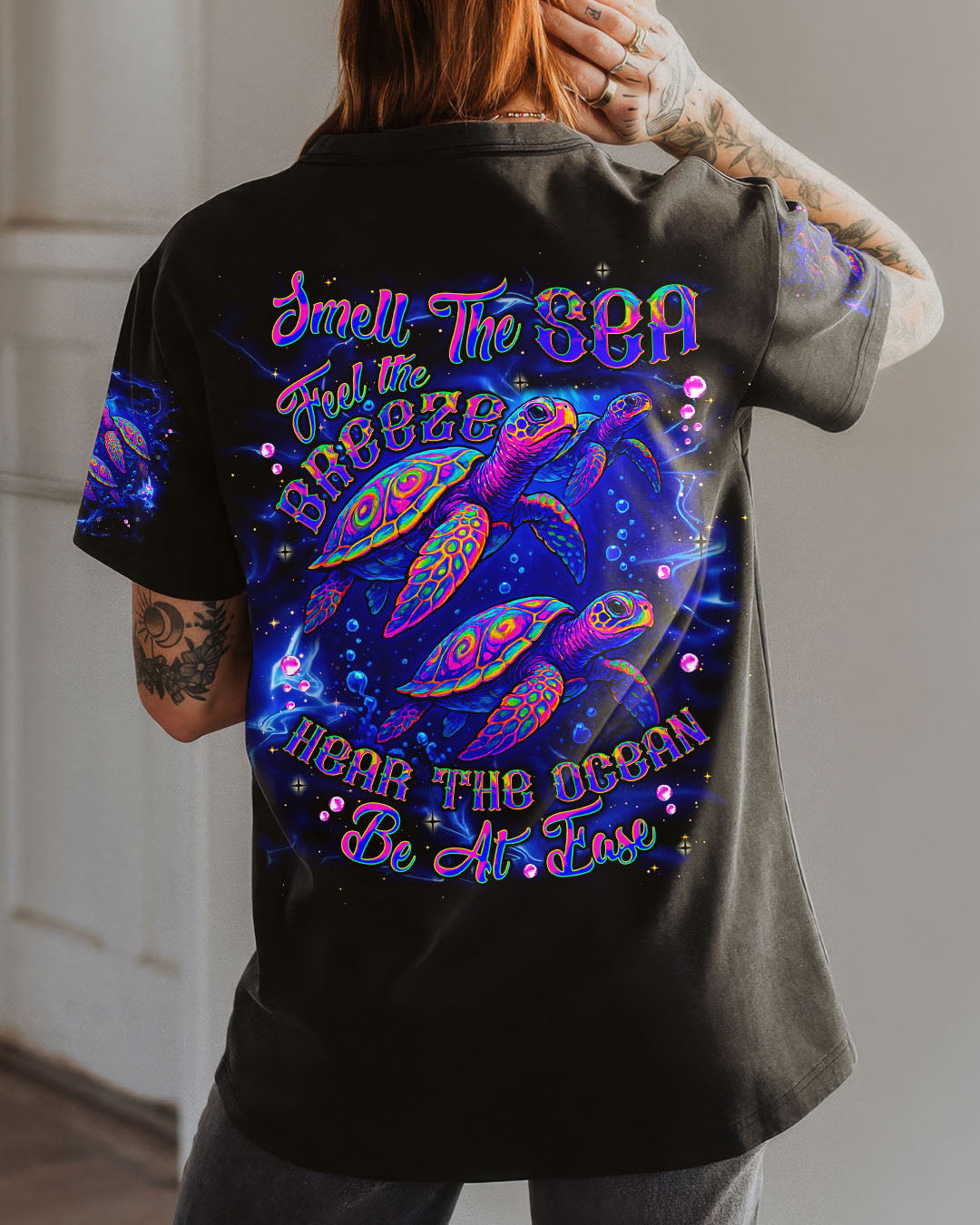 BLISSCORNERS SMELL THE SEA FEEL THE BREEZE TURTLE ALL OVER PRINT
