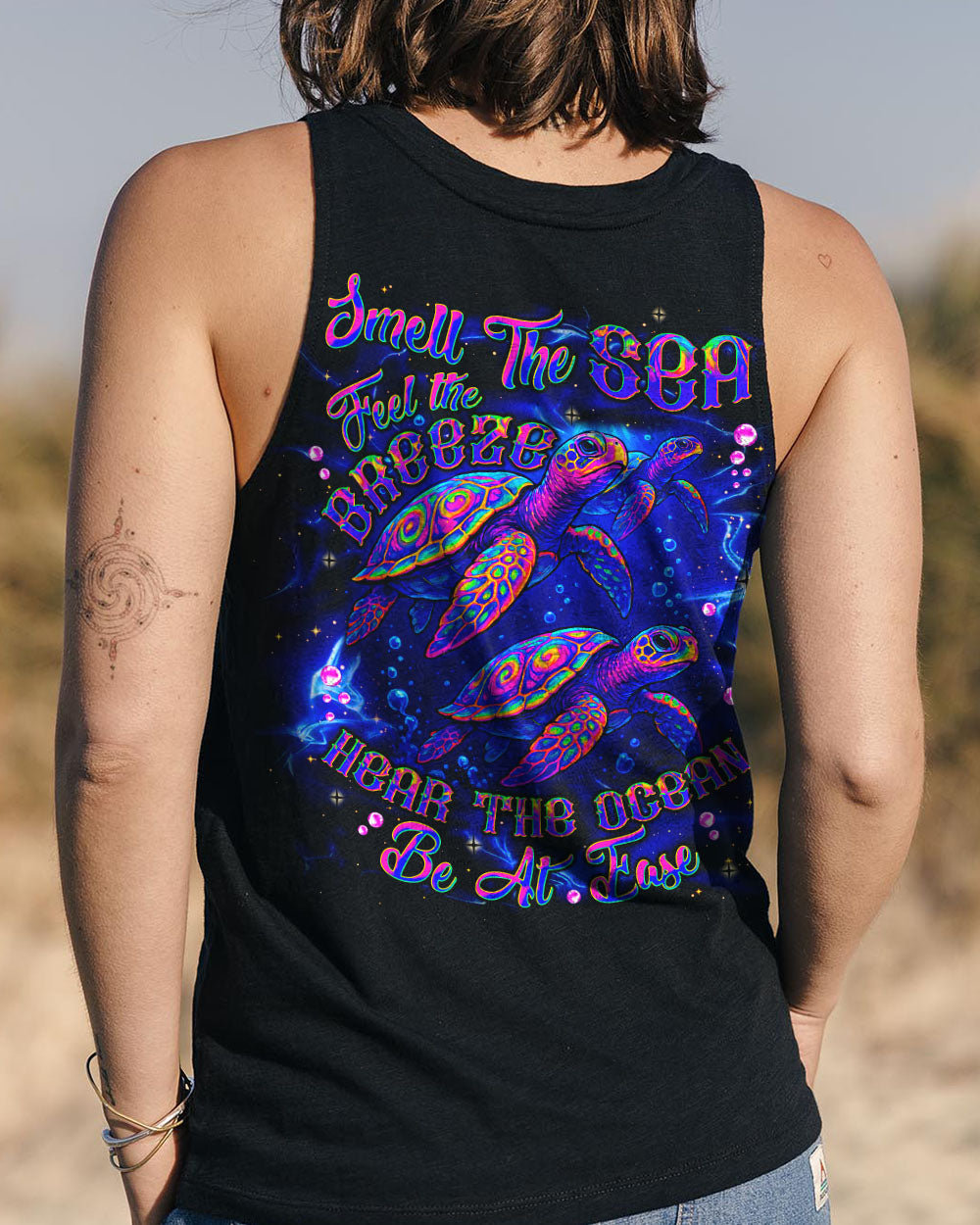 BLISSCORNERS SMELL THE SEA FEEL THE BREEZE TURTLE ALL OVER PRINT