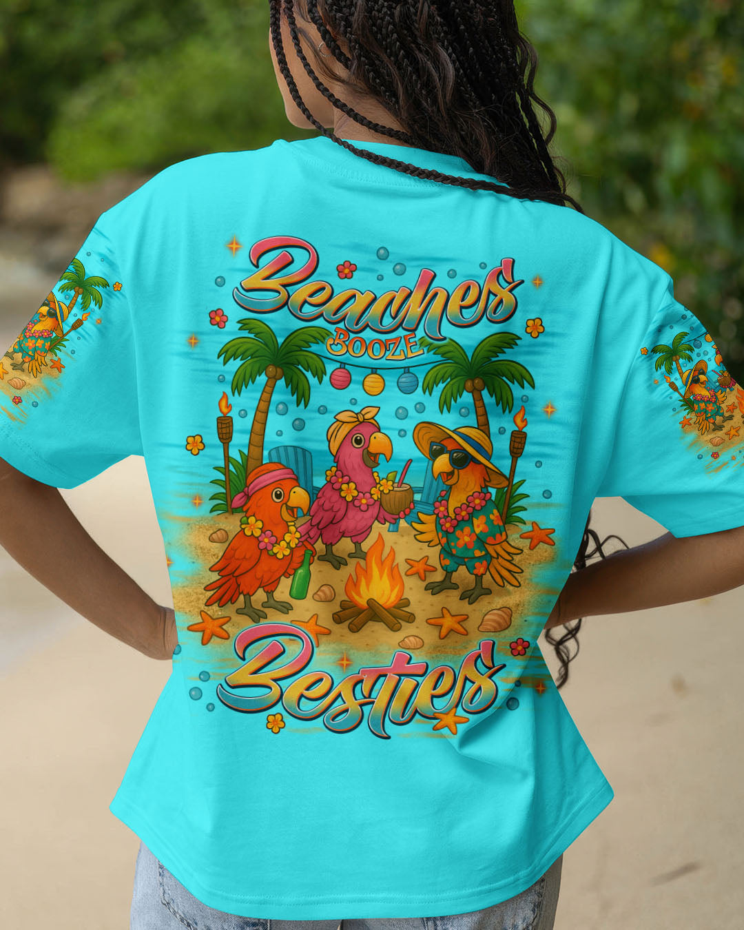 BLISSCORNERS BEACHES BOOZE BESTIES PARROT ALL OVER PRINT
