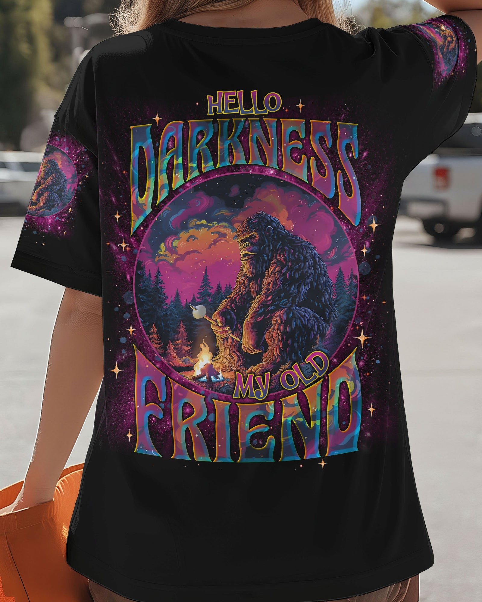 BLISSCORNERS HELLO DARKNESS MY OLD FRIEND BIGFOOT ALL OVER PRINT