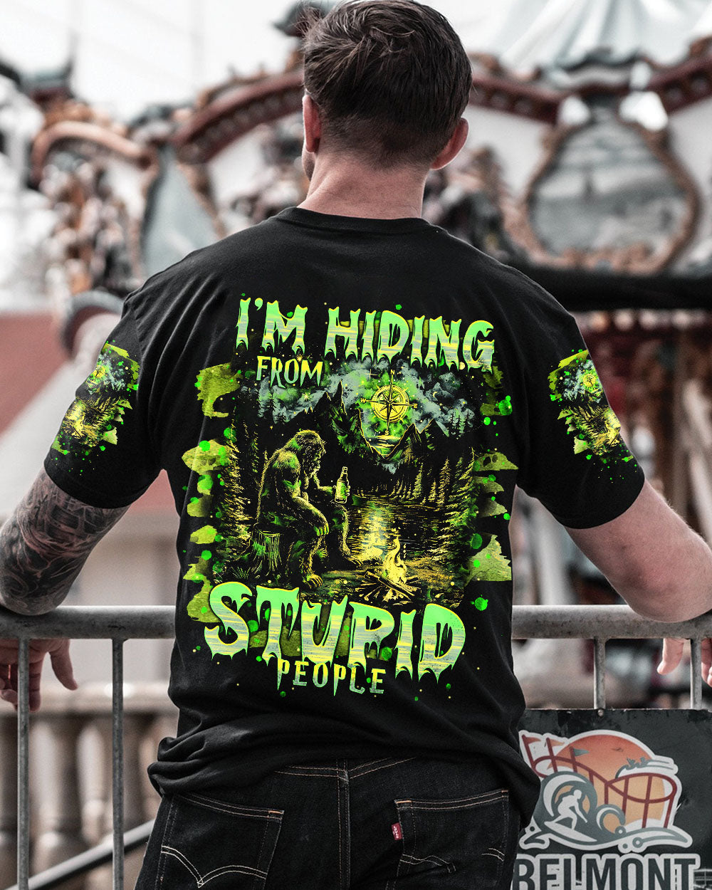 BLISSCORNERS I'M HIDING FROM STUPID PEOPLE BIGFOOT ALL OVER PRINT