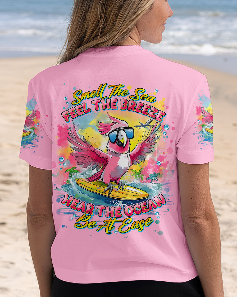 BLISSCORNERS SMELL THE SEA FEEL THE BREEZE PARROT ALL OVER PRINT