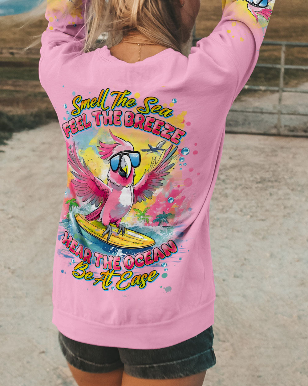 BLISSCORNERS SMELL THE SEA FEEL THE BREEZE PARROT ALL OVER PRINT