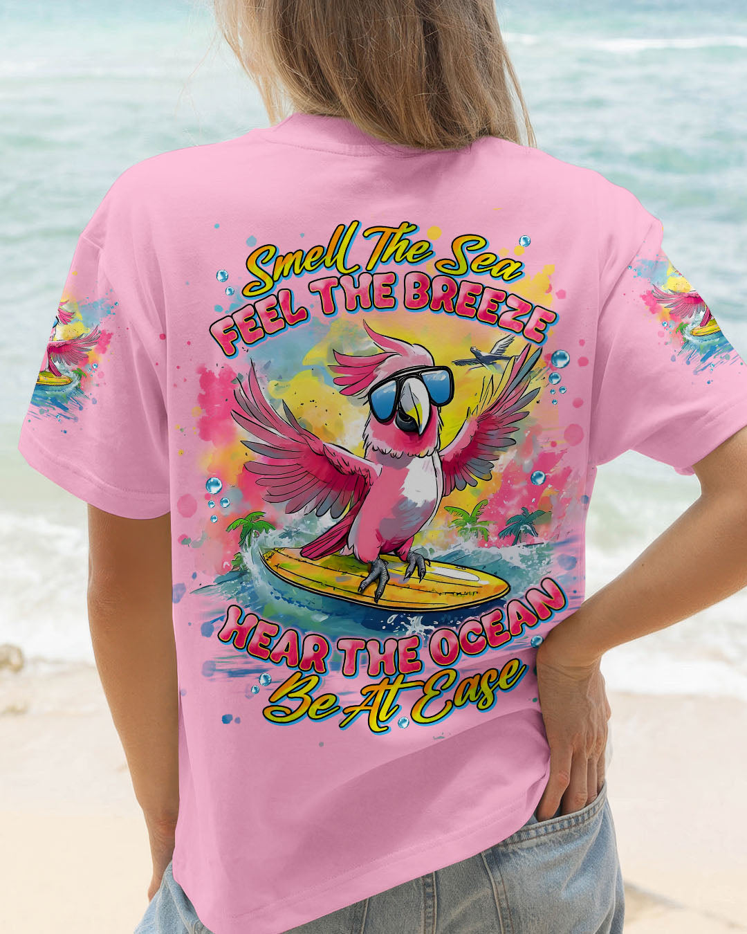 BLISSCORNERS SMELL THE SEA FEEL THE BREEZE PARROT ALL OVER PRINT