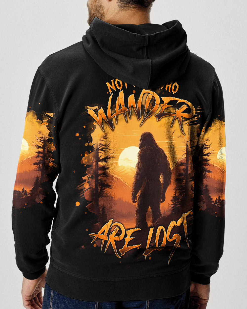 BLISSCORNERS NOT ALL WHO WANDER ARE LOST BIGFOOT ALL OVER PRINT