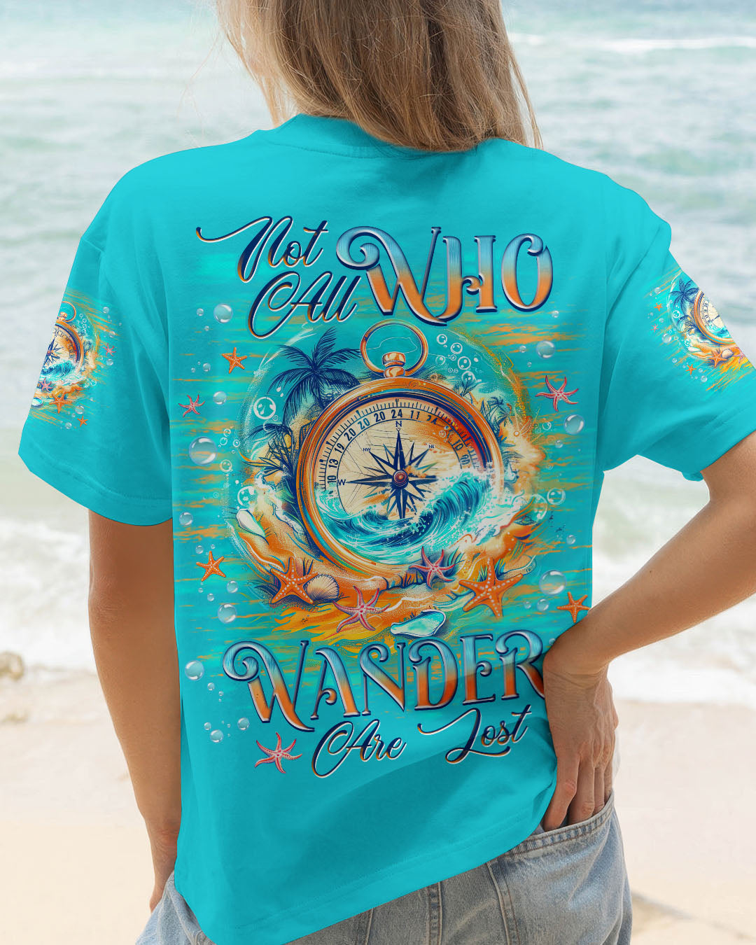BLISSCORNERS NOT ALL WHO WANDER ARE LOST COMPASS ALL OVER PRINT
