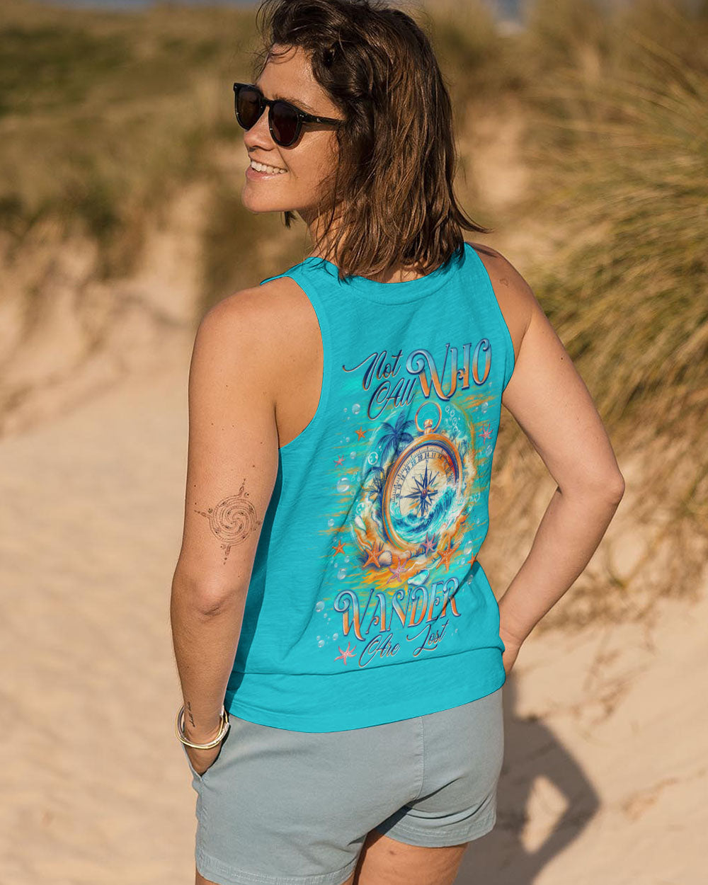 BLISSCORNERS NOT ALL WHO WANDER ARE LOST COMPASS ALL OVER PRINT