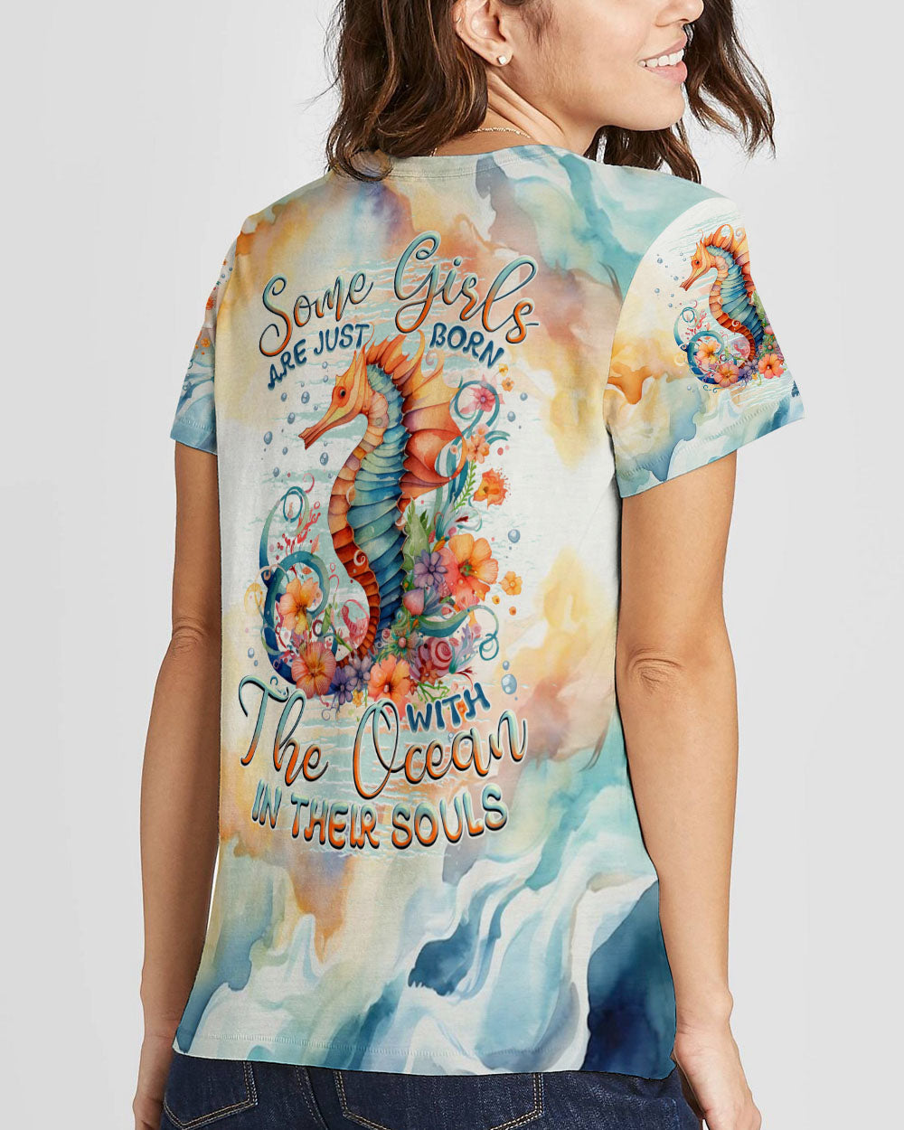 BLISSCORNERS SOME GIRLS ARE JUST BORN SEAHORSE ALL OVER PRINT