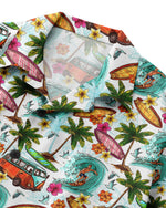 BLISSCORNERS CAMPING BUS SURF PALM TREES SEAMLESS HAWAIIAN SHIRT