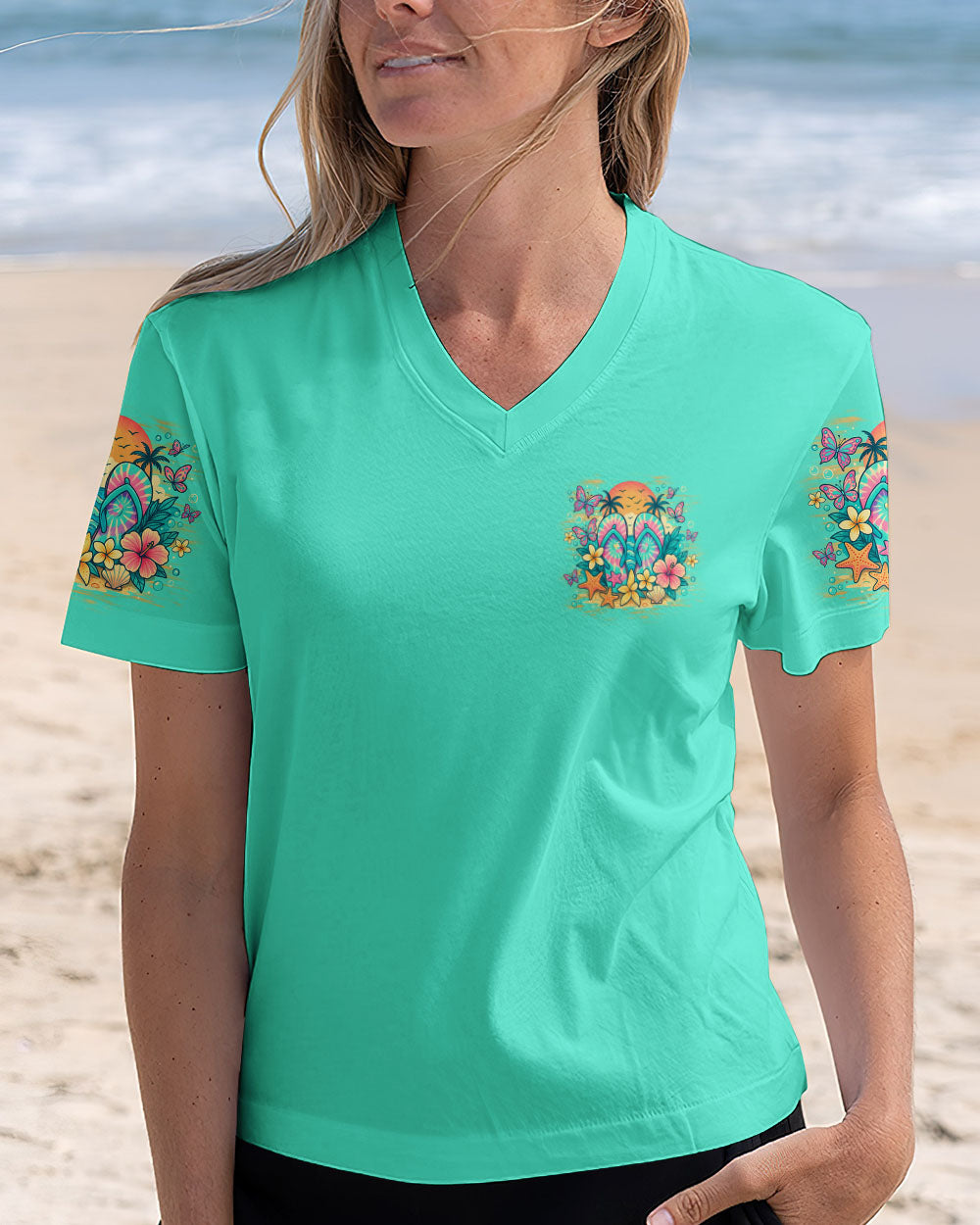 BLISSCORNERS HAPPINESS IS WALKING ON THE BEACH FLIP FLOPS ALL OVER PRINT