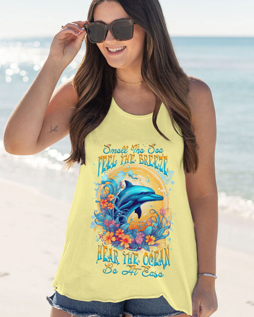 BLISSCORNERS SMELL THE SEA FEEL THE BREEZE DOLPHIN ALL OVER PRINT