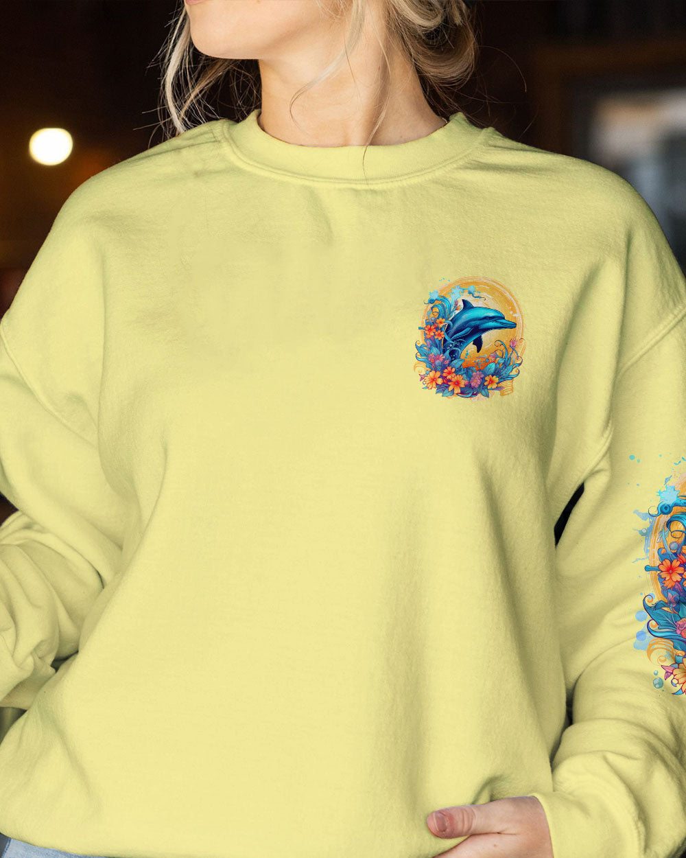 BLISSCORNERS SMELL THE SEA FEEL THE BREEZE DOLPHIN ALL OVER PRINT