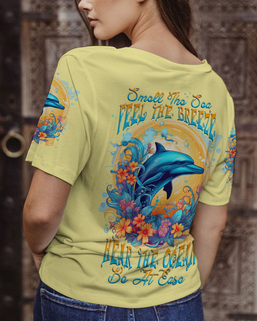 BLISSCORNERS SMELL THE SEA FEEL THE BREEZE DOLPHIN ALL OVER PRINT