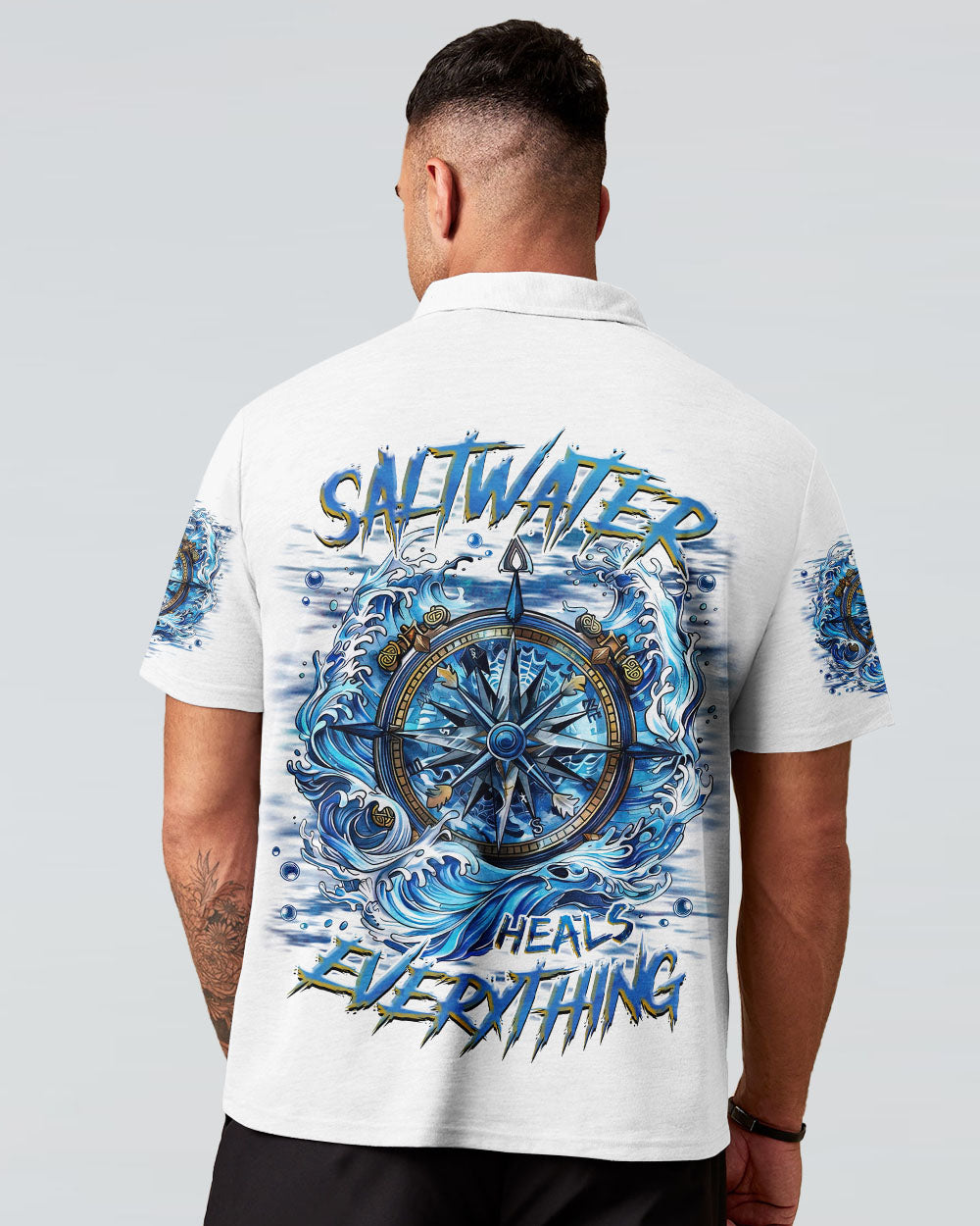 BLISSCORNERS SALTWATER HEALS EVERYTHING COMPASS WAVES OCEAN ALL OVER PRINT