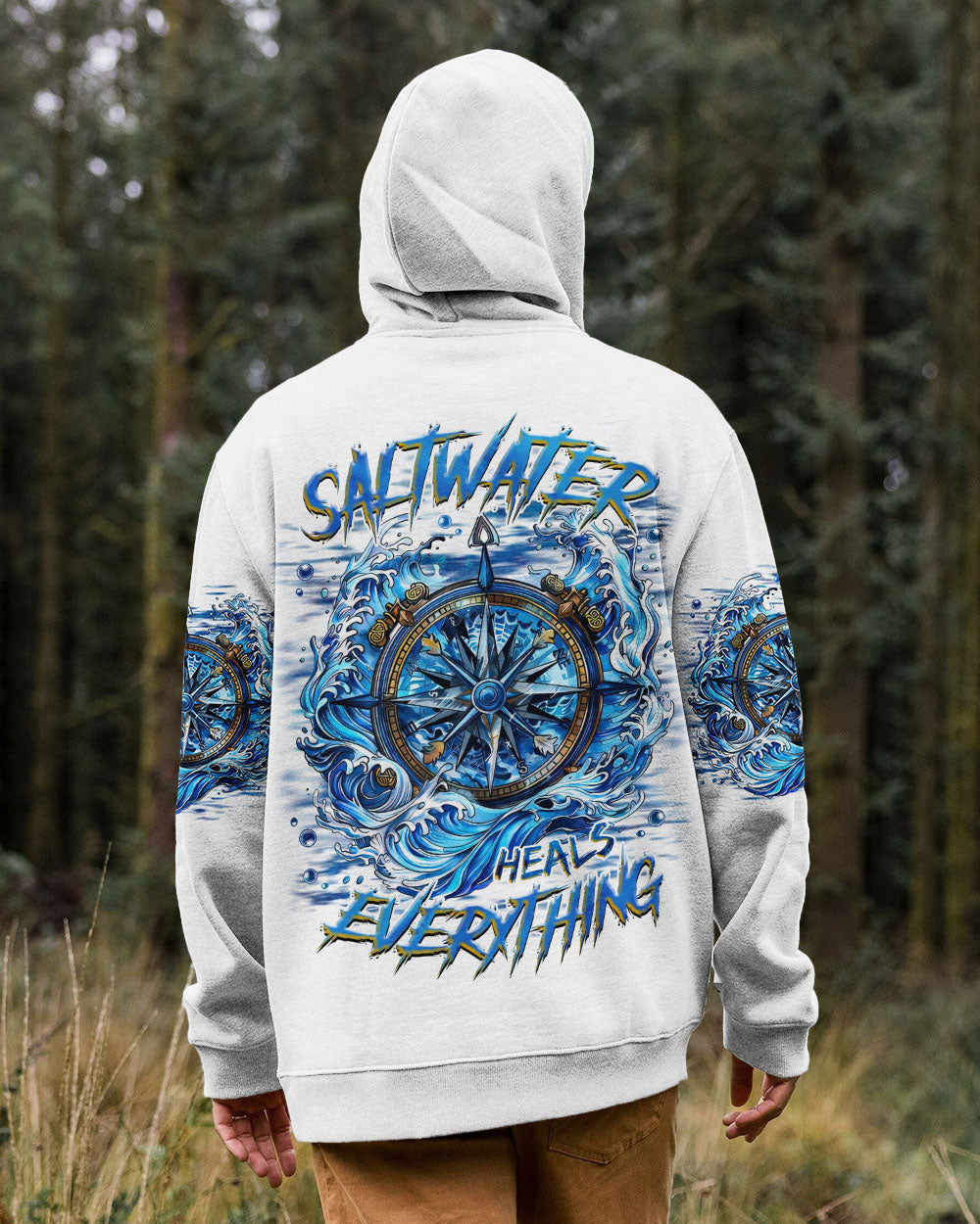 BLISSCORNERS SALTWATER HEALS EVERYTHING COMPASS WAVES OCEAN ALL OVER PRINT