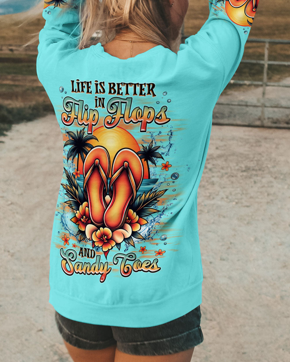 BLISSCORNERS LIFE IS BETTER IN FLIP-FLOPS AND SANDY TOES ALL OVER PRINT