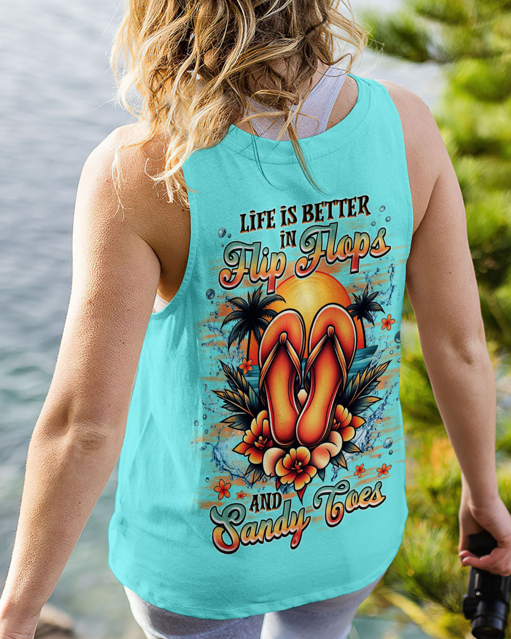 BLISSCORNERS LIFE IS BETTER IN FLIP-FLOPS AND SANDY TOES ALL OVER PRINT