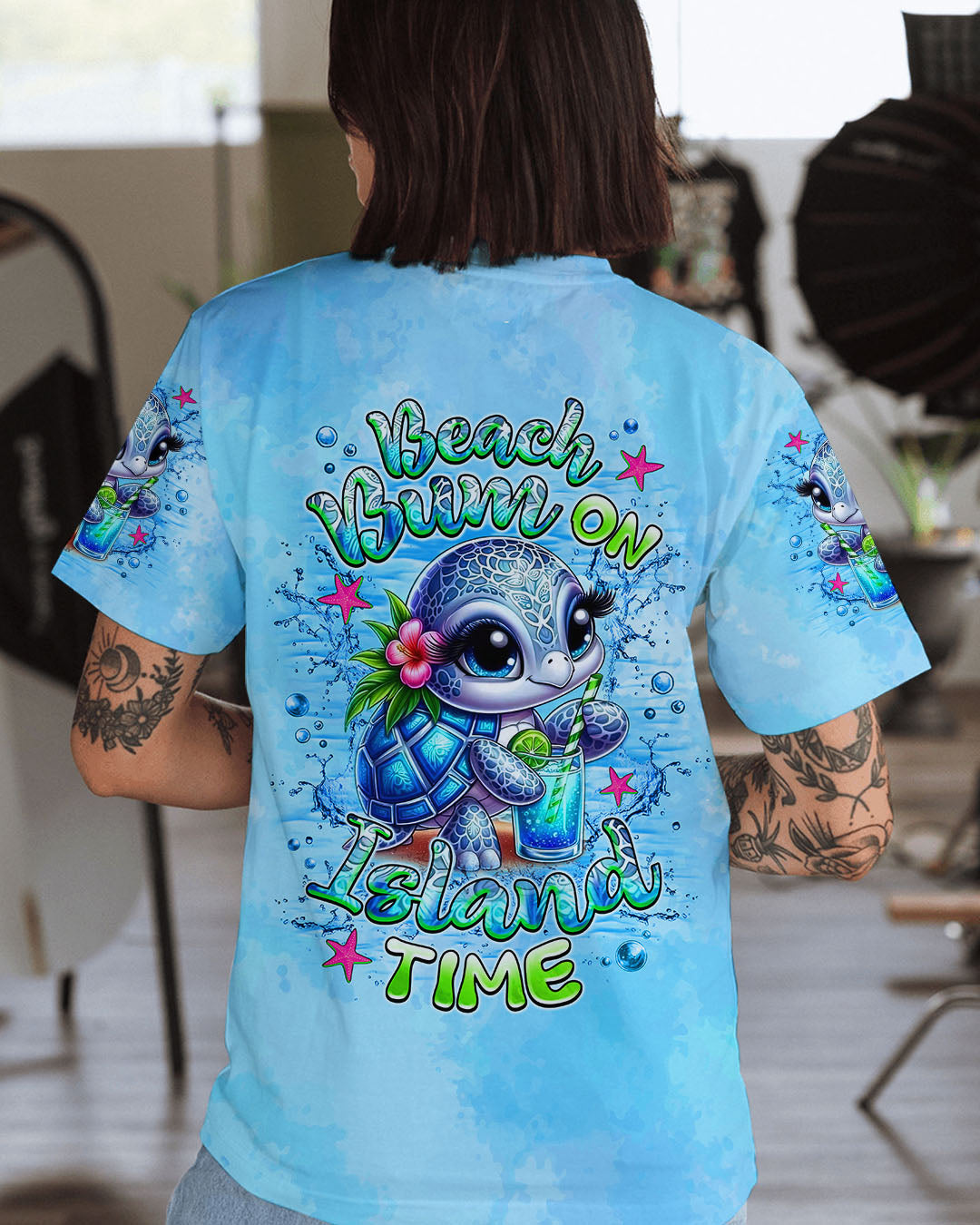 BLISSCORNERS BEACH BUM ON ISLAND TIME TURTLE ALL OVER PRINT