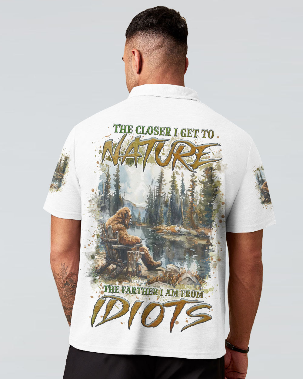 BLISSCORNERS THE CLOSER I GET TO NATURE BIGFOOT FISHING ALL OVER PRINT