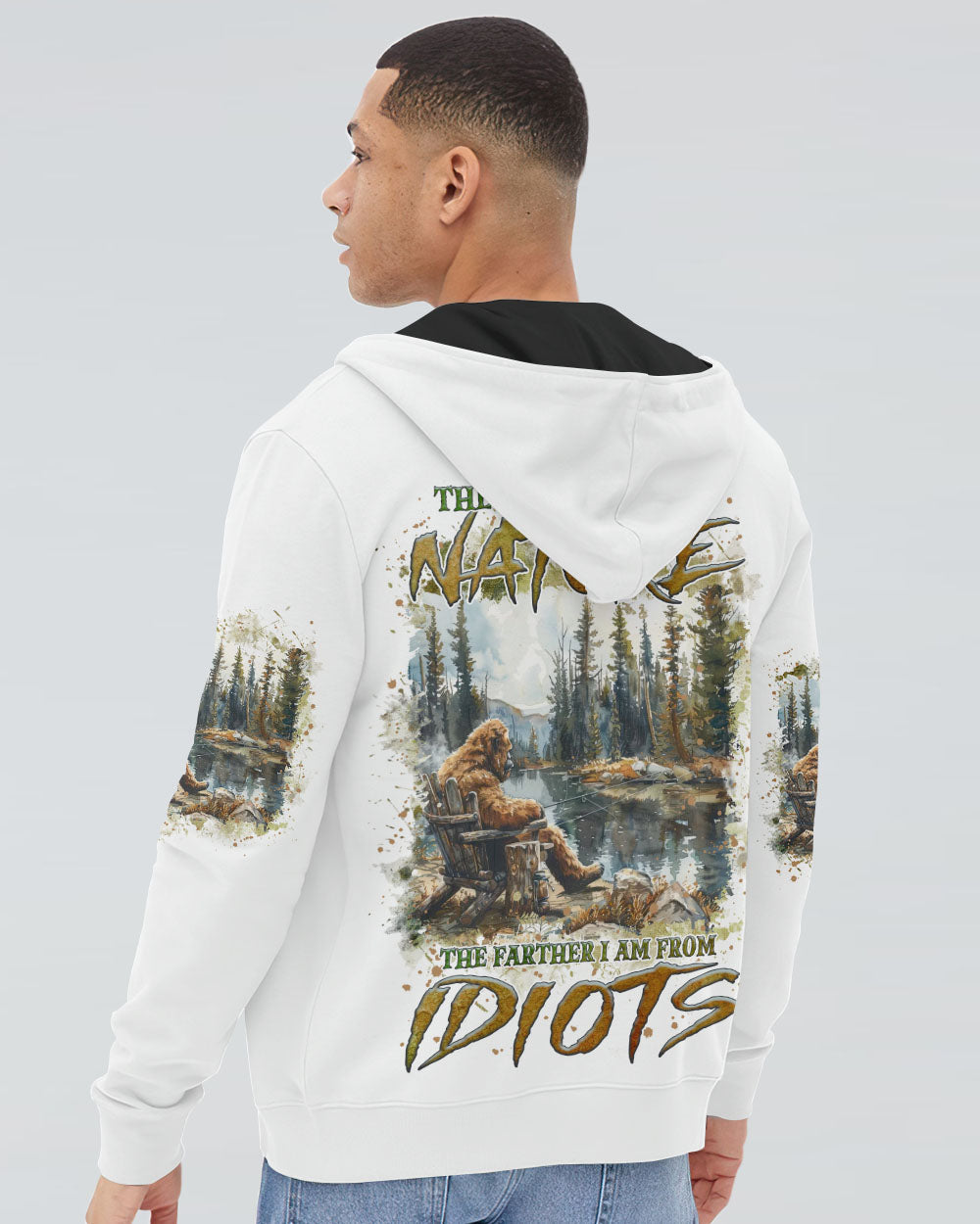 BLISSCORNERS THE CLOSER I GET TO NATURE BIGFOOT FISHING ALL OVER PRINT