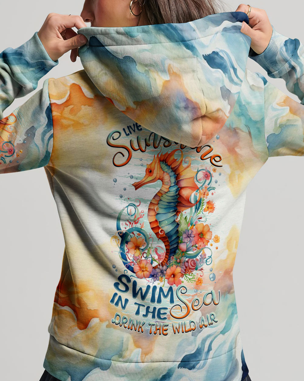 BLISSCORNERS LIVE IN THE SUNSHINE SEAHORSE ALL OVER PRINT