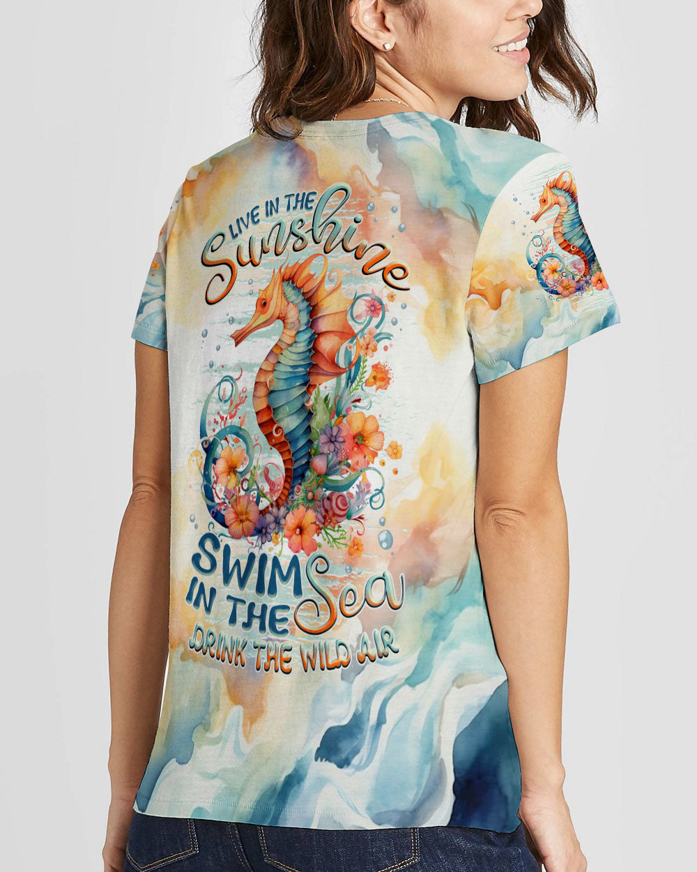 BLISSCORNERS LIVE IN THE SUNSHINE SEAHORSE ALL OVER PRINT