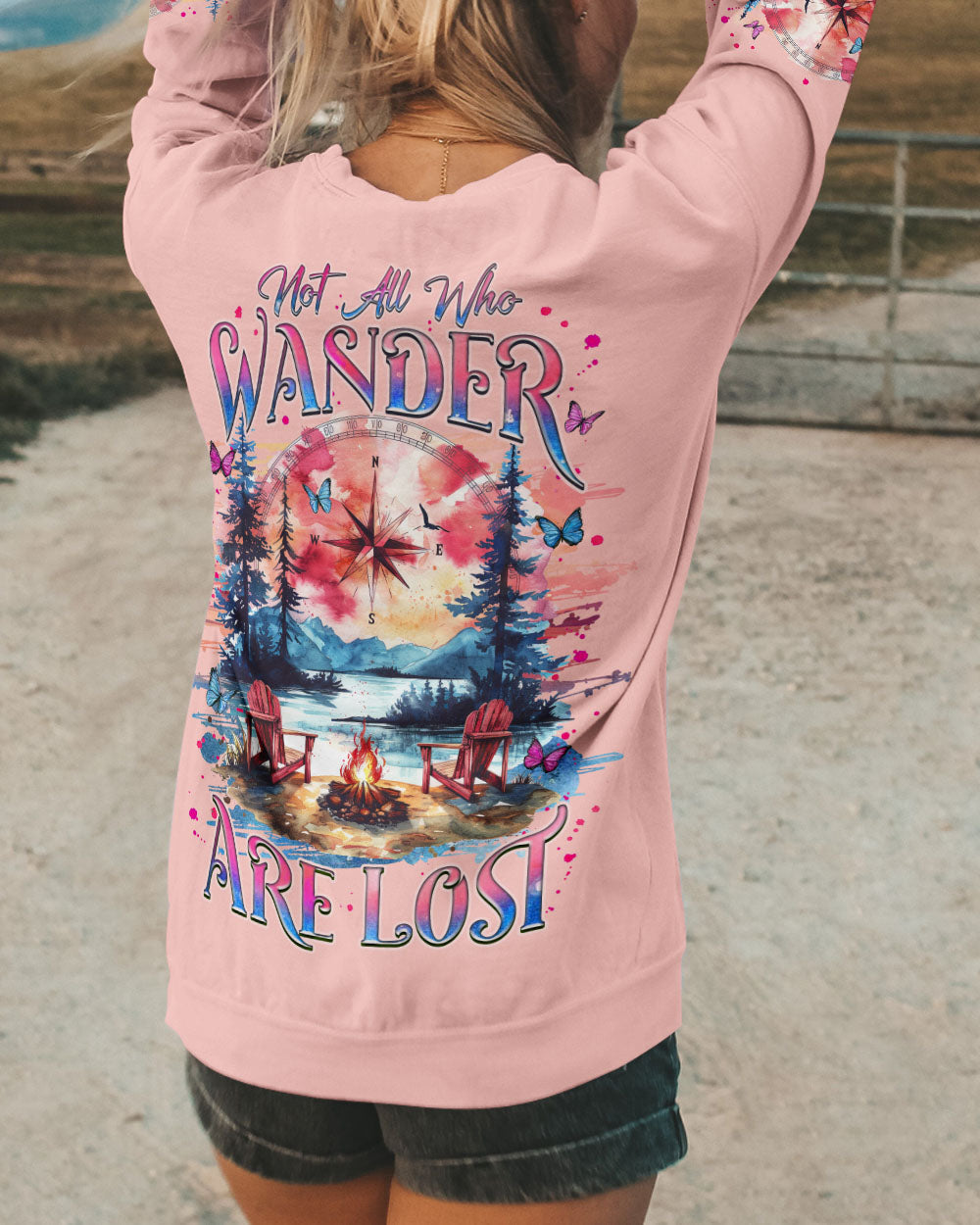 BLISSCORNERS NOT ALL WHO WANDER ARE LOST COMPASS ALL OVER PRINT
