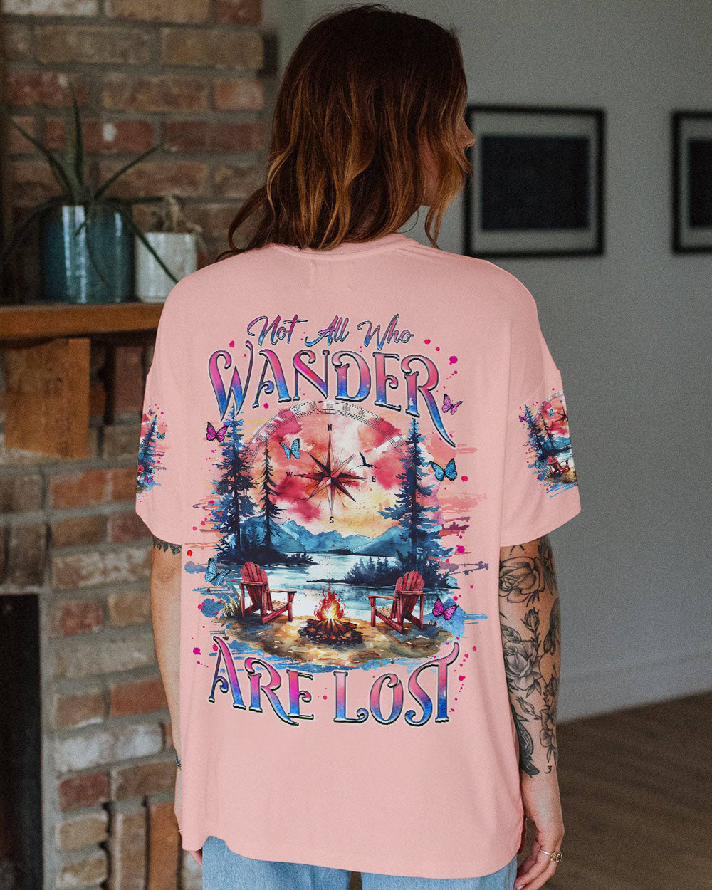 BLISSCORNERS NOT ALL WHO WANDER ARE LOST COMPASS ALL OVER PRINT