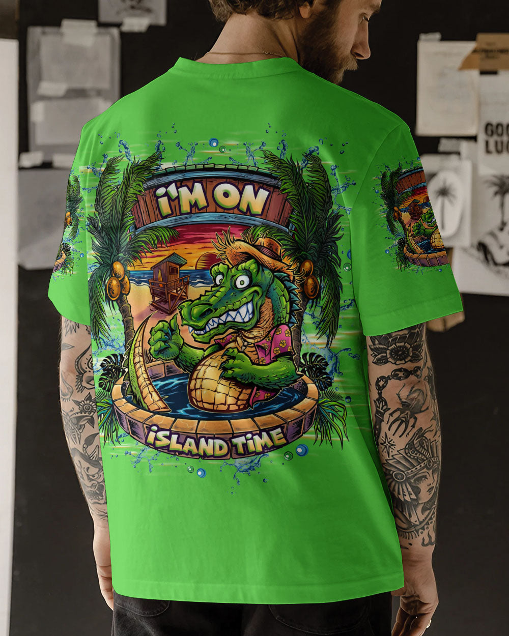 BLISSCORNERS I'M ON ISLAND TIME ALLIGATOR ALL OVER PRINT