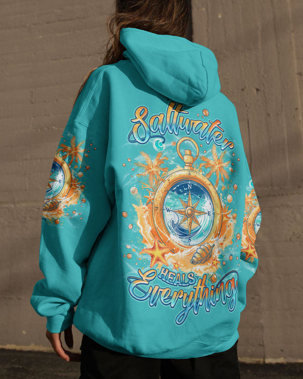 BLISSCORNERS SALTWATER HEALS EVERYTHING COMPASS ALL OVER PRINT