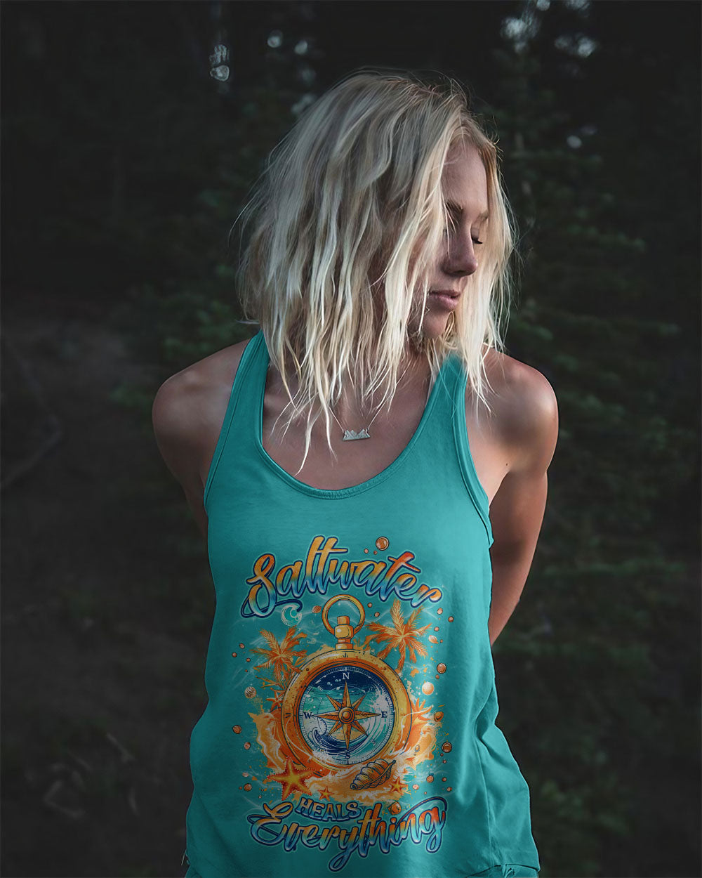 BLISSCORNERS SALTWATER HEALS EVERYTHING COMPASS ALL OVER PRINT