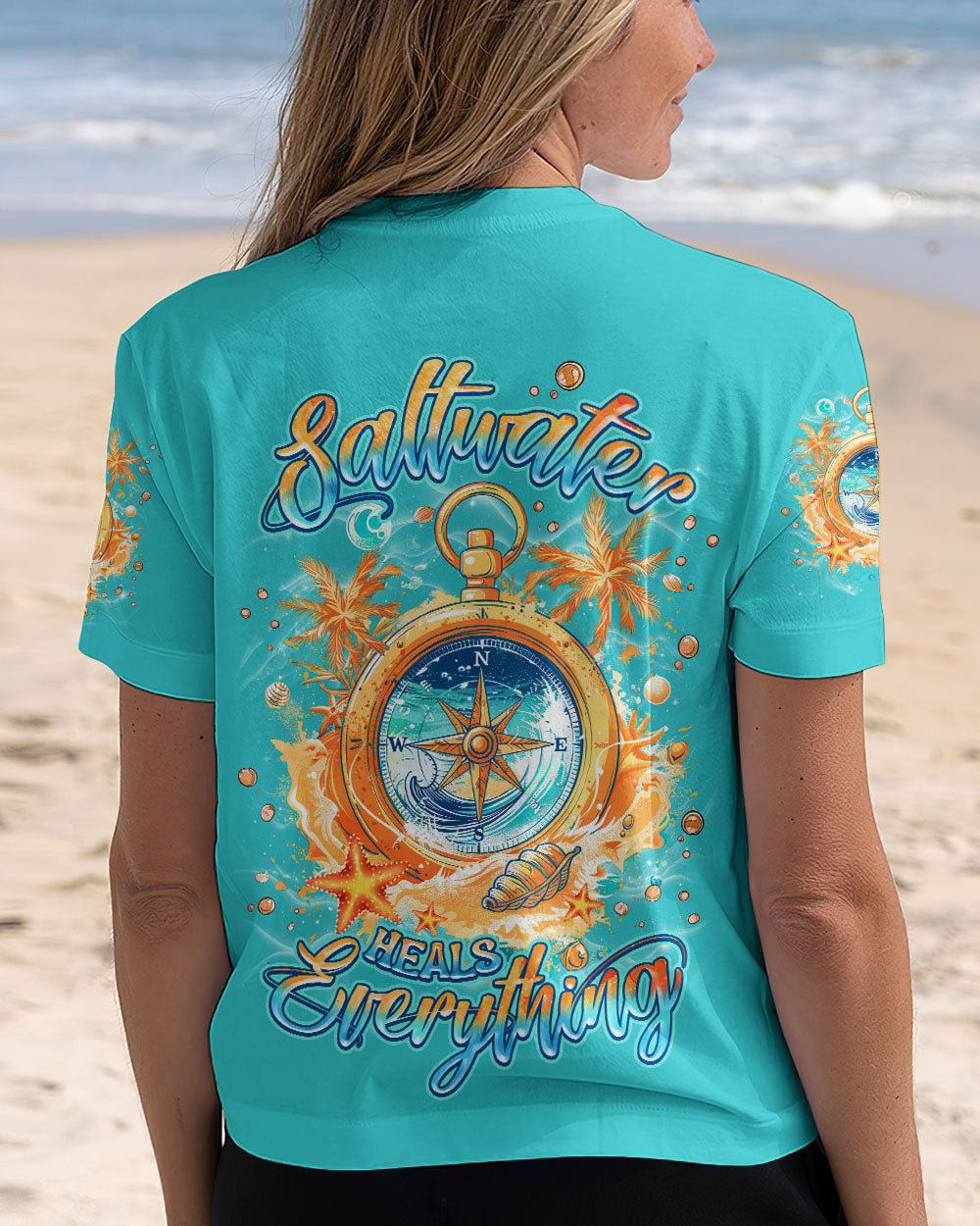 BLISSCORNERS SALTWATER HEALS EVERYTHING COMPASS ALL OVER PRINT