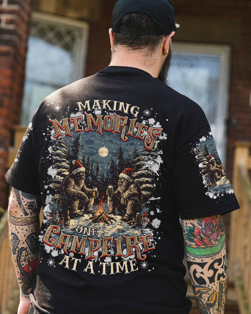 BLISSCORNERS MAKING MEMORIES ONE CAMPFIRE AT A TIME BIGFOOT CHRISTMAS ALL OVER PRINT