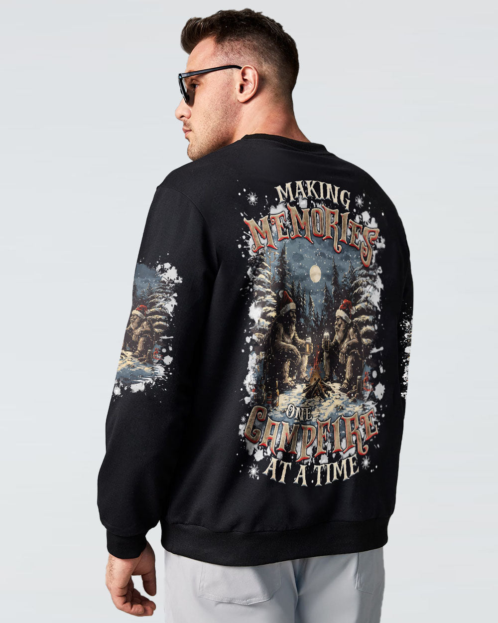 BLISSCORNERS MAKING MEMORIES ONE CAMPFIRE AT A TIME BIGFOOT CHRISTMAS ALL OVER PRINT