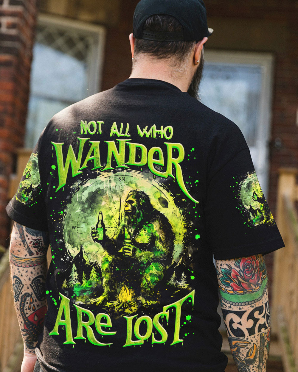 BLISSCORNERS NOT ALL WHO WANDER ARE LOST BIGFOOT COMPASS ALL OVER PRINT -  TLNZ1002253