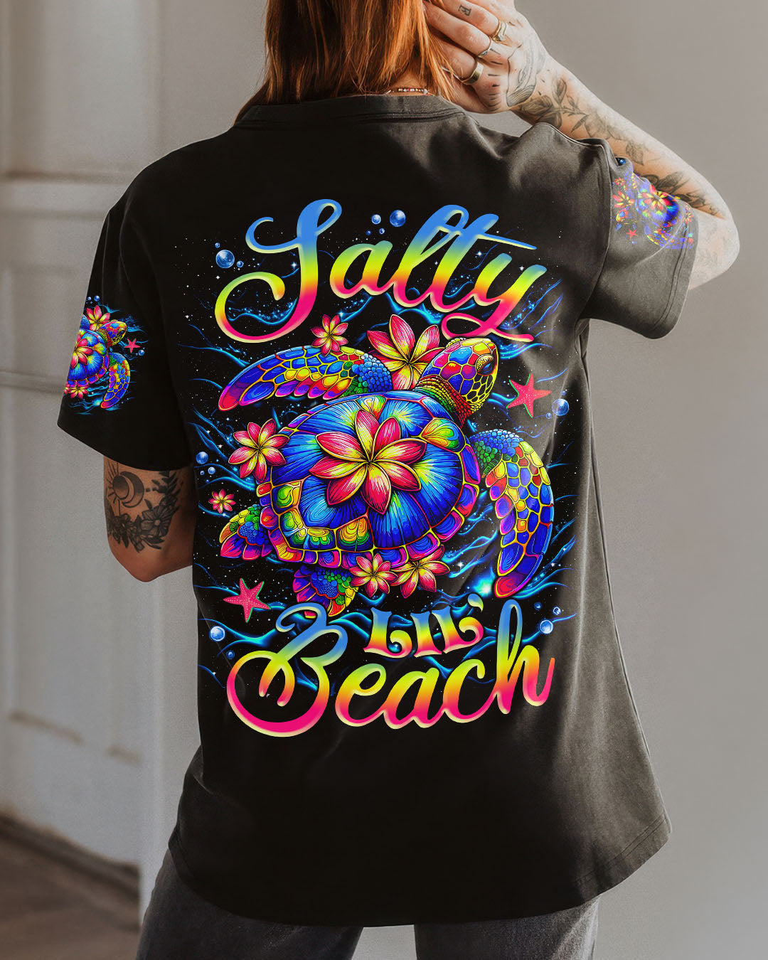 BLISSCORNERS SALTY LIL' BEACH TURTLE ALL OVER PRINT