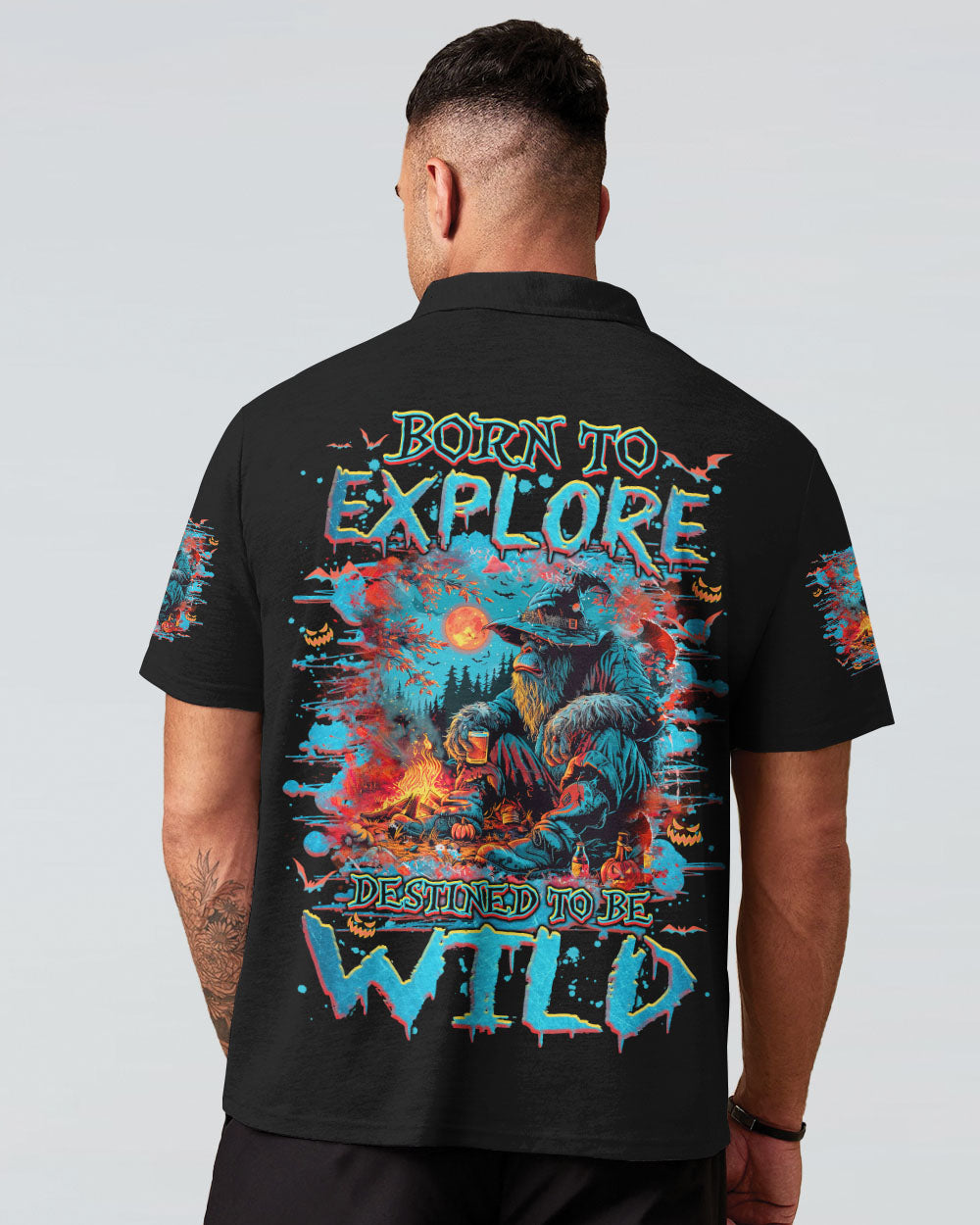 BLISSCORNERS BORN TO EXPLORE DESTINED TO BE WILD BIGFOOT HALLOWEEN ALL OVER PRINT