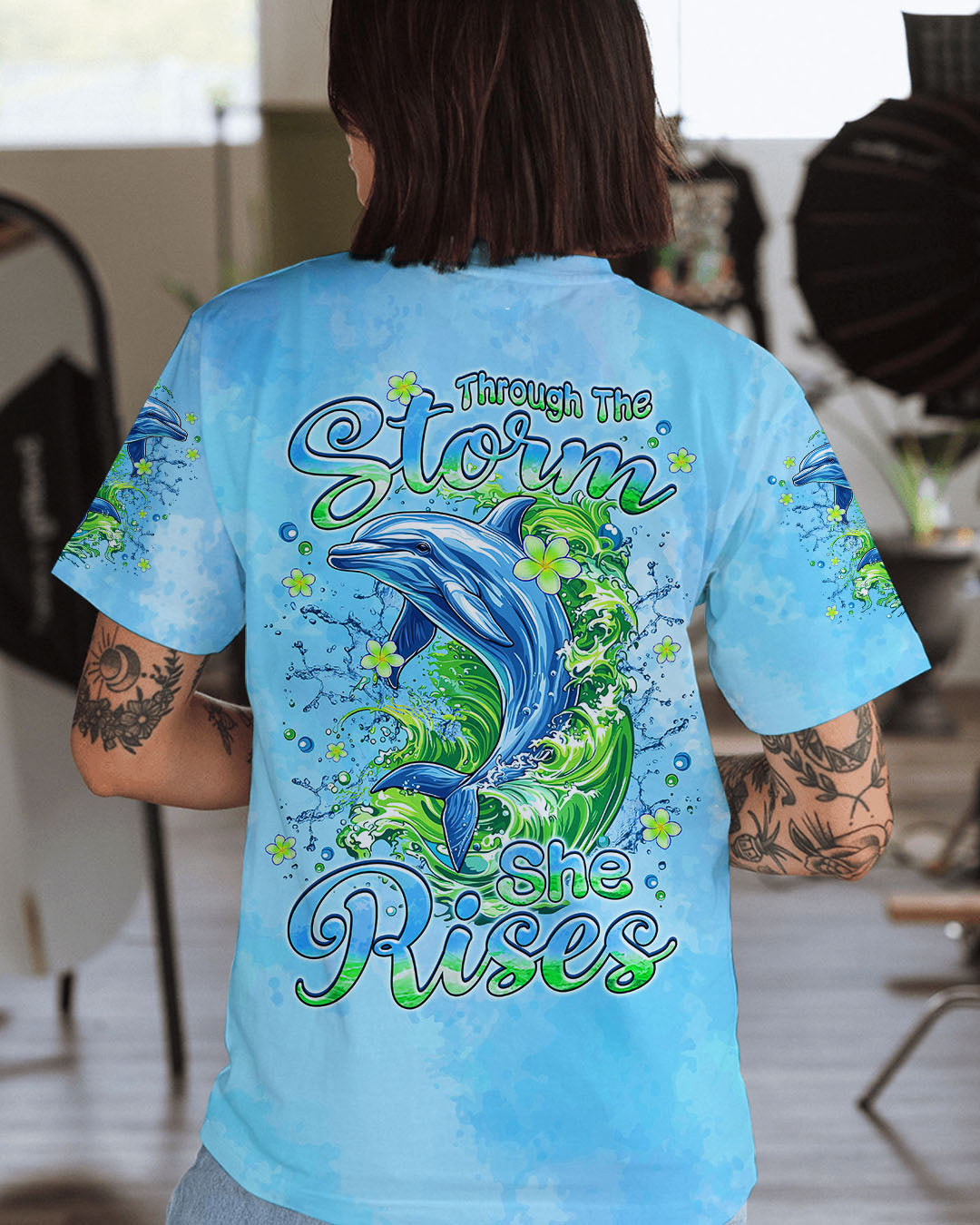 BLISSCORNERS THROUGH THE STORM DOLPHIN ALL OVER PRINT