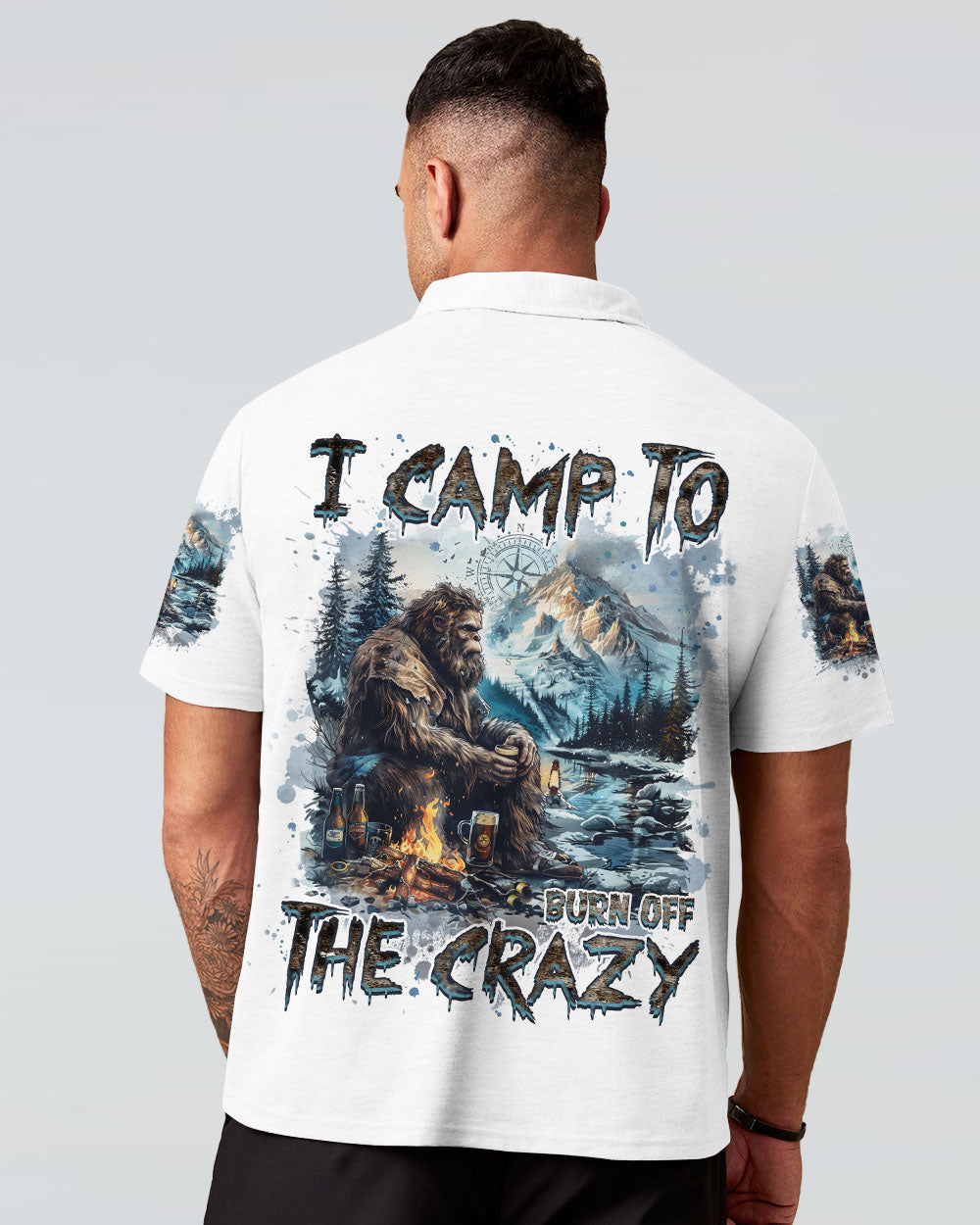 BLISSCORNERS I CAMP TO BURN OFF THE CRAZY BIGFOOT ALL OVER PRINT