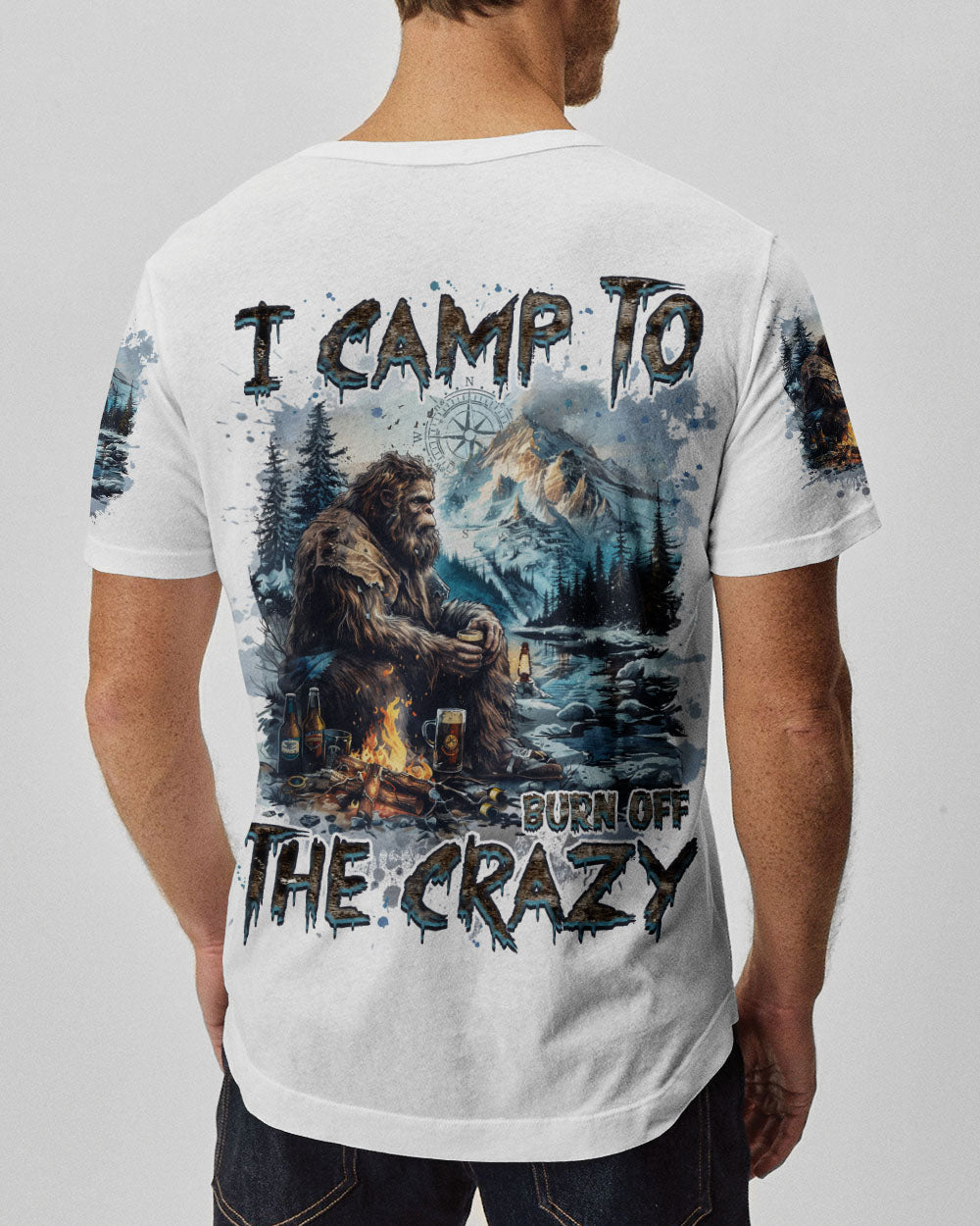 BLISSCORNERS I CAMP TO BURN OFF THE CRAZY BIGFOOT ALL OVER PRINT