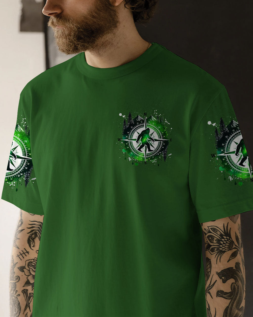BLISSCORNERS NOT ALL WHO WANDER ARE LOST BIGFOOT COMPASS  ALL OVER PRINT