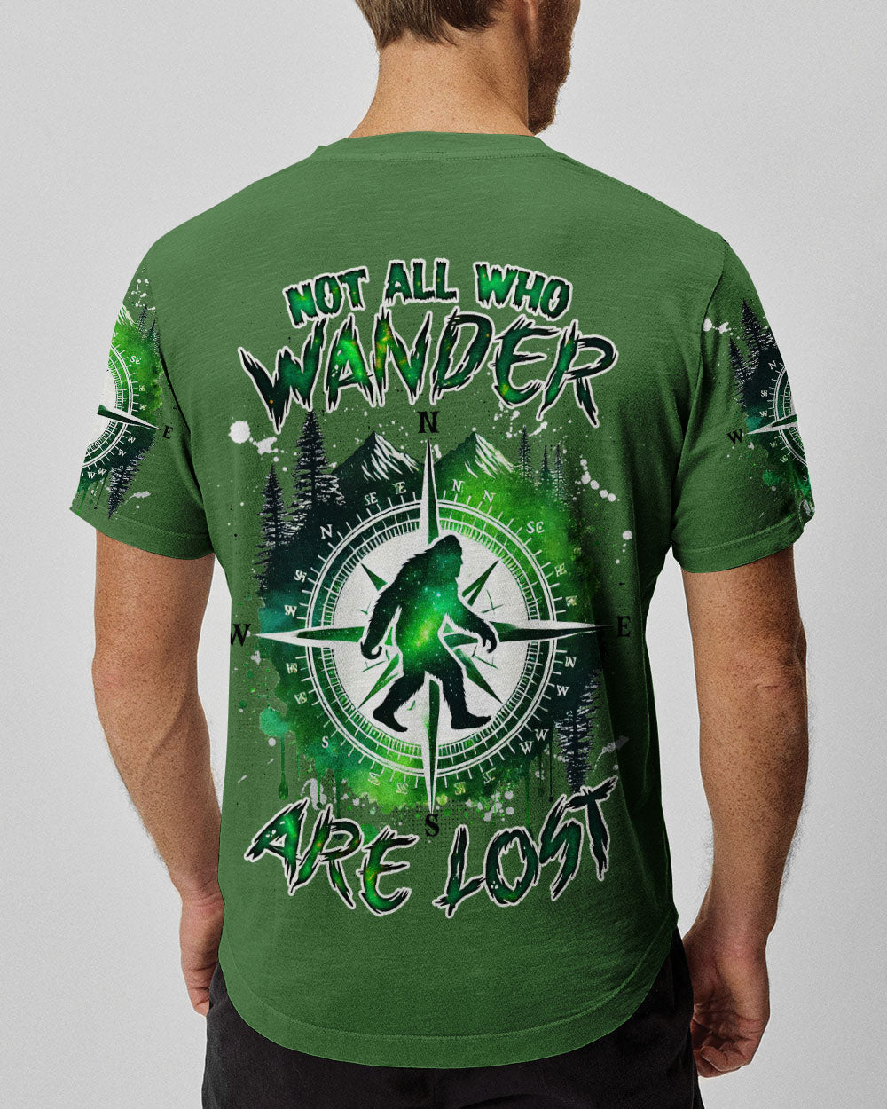 BLISSCORNERS (HOT DEAL) NOT ALL WHO WANDER ARE LOST BIGFOOT COMPASS  ALL OVER PRINT